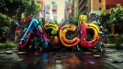 Colorful ABCD letters bringing playful energy to the street.