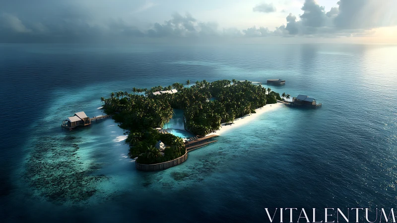 Tropical Island Resort Surrounded by Turquoise Coral Waters