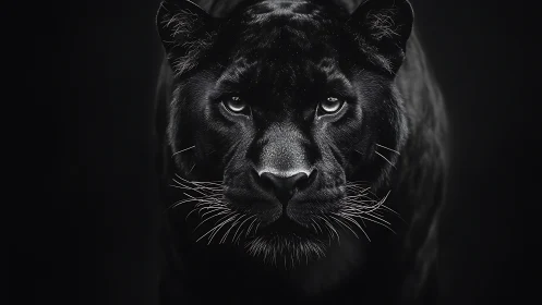 Black Panther Portrait with Piercing Gaze.