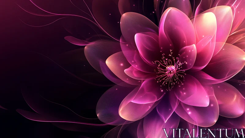 Luminous Digital Flower with Radiating Petals and Glowing Center