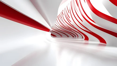 Futuristic abstract tunnel with red and white swirling lines.