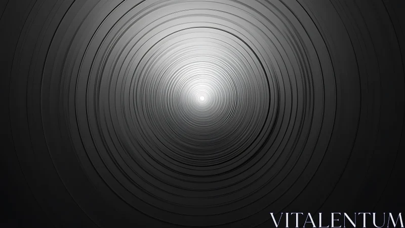 Concentric grayscale tunnel vortex with luminous center focus.