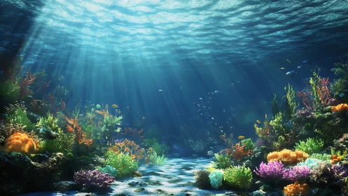 Sunlit coral ballroom where fish waltz through sapphire hush.