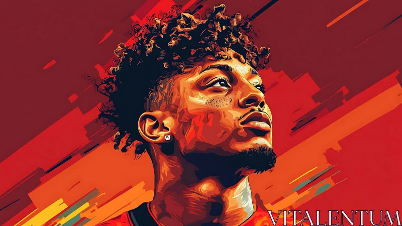 Bold stylized portrait of confident young man in red tones.