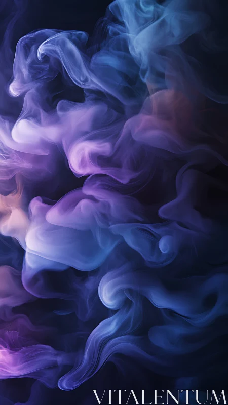 Colorful swirling smoke clouds on dark abstract background.