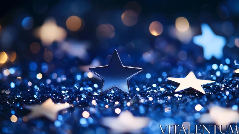 Soft silver stars resting in a dreamy midnight sparkle.