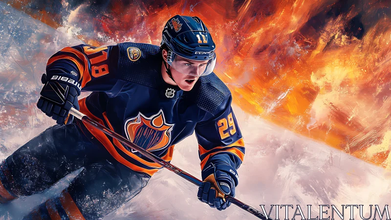 Blazing hockey skater drives forward with fiery determination