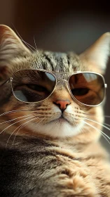 Feline Fashion Portrait with Oversized Aviator Sunglasses.