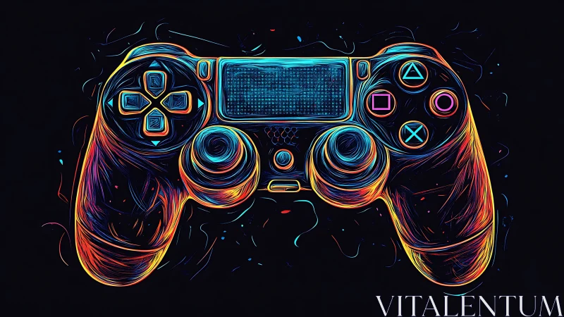 Neon Gaming Controller Digital Illustration