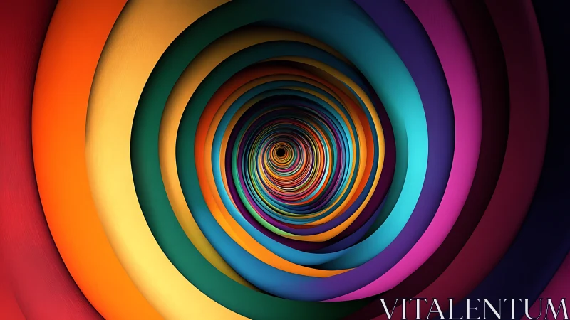 Concentric multicolored tunnel forms continuous circular depth