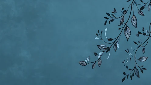 Botanical branch silhouette extends over textured teal field