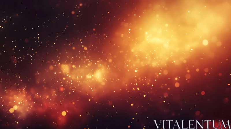 Luminous particle field with warm bokeh gradient composition.