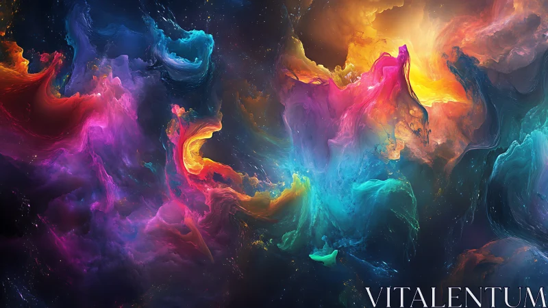 Spectral nebula clouds in saturated multicolor cosmic swirl