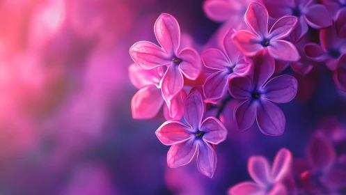 Vibrant Purple Lilac Flowers in Soft Focus Bloom.