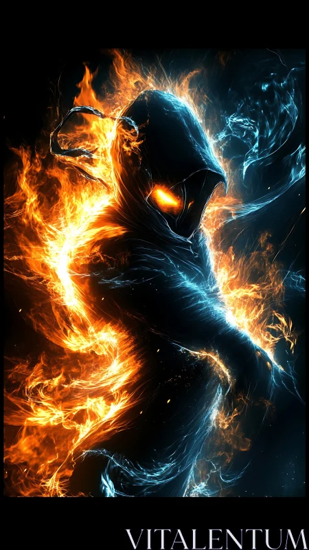 Hooded elemental wraith channels opposing fire and ice