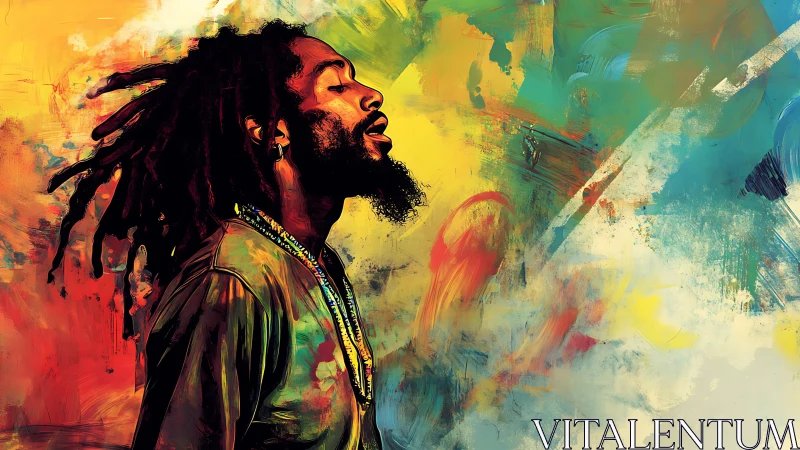 Profile portrait of dreadlocked singer in expressive color field