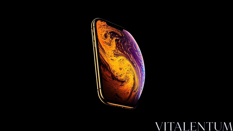 Edge-lit gold smartphone with vibrant abstract OLED display.