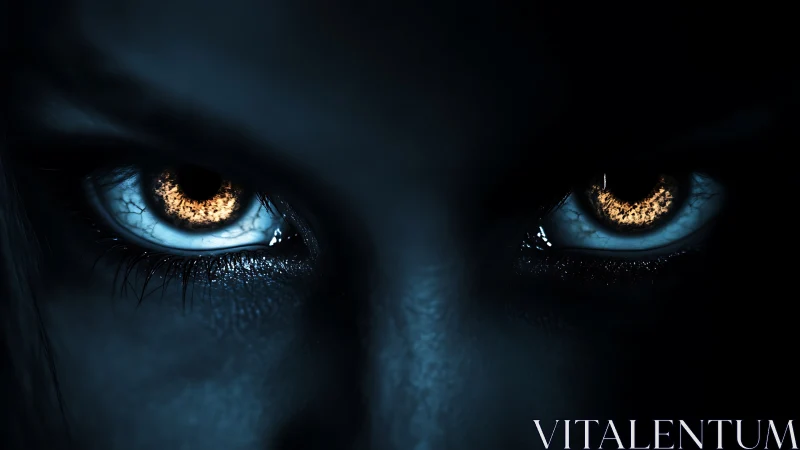 Bioluminescent predator gaze in high-contrast nocturnal closeup.