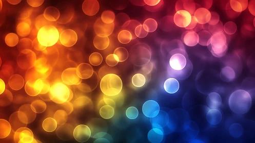 Colorful bokeh lights blend across a vivid rainbow spectrum.