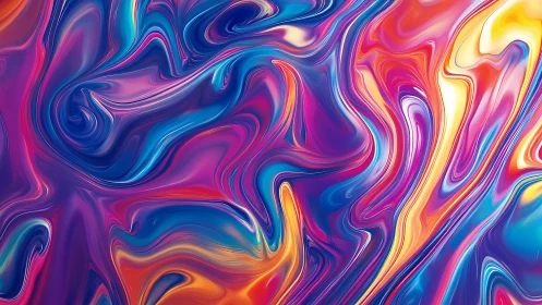 Vibrant abstract swirl of neon liquid color fields.