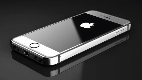 iPhone 5 Device Rendering on Black Reflective Surface.