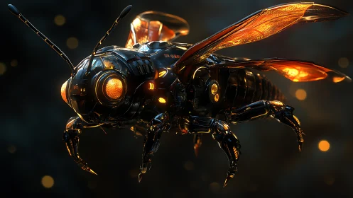 Mechanical insect drone renders in dark environment