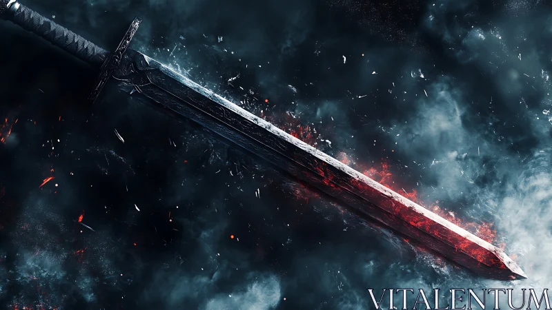 Stormlit embers along the edge of a legendary sword.