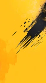 Bold black brushstroke dances across bright yellow canvas