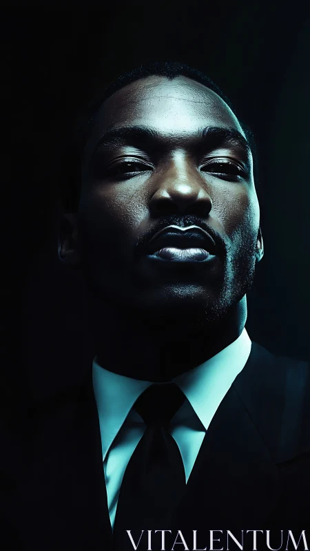 Dramatic low‑key portrait captures poised masculine strength