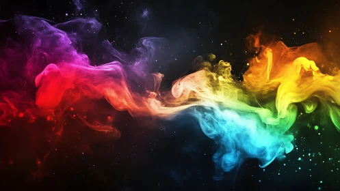 Chromatic nebula clouds swirling through cosmic darkness.