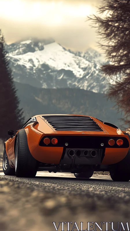 Orange canyon runner prowls beneath brooding alpine peaks.