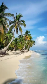 Tropical Beach with Palm Trees and Clear Waters.