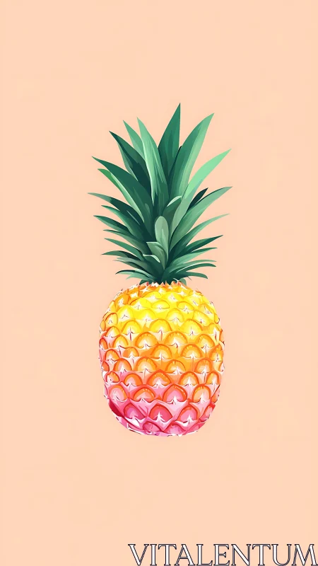 Gradient pineapple illustration on soft pastel background.
