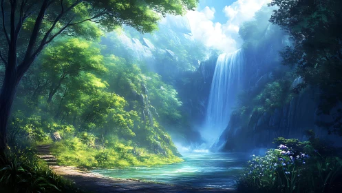 Cascading Dreams in Emerald Sanctuary.