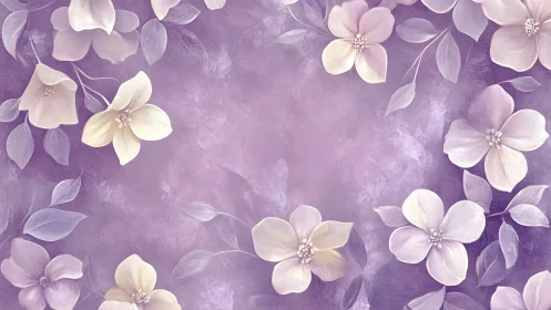 Delicate Blossoms Waltz Across Purple Dreams