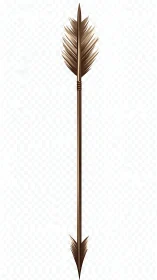Bronze metallic arrow with mirrored feathered ends stands vertical