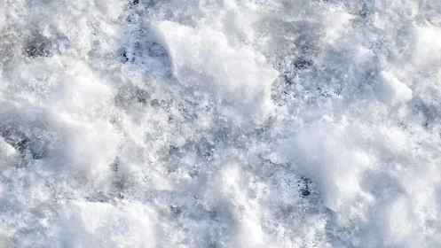 Rough textured winter snow surface close-up in natural light.
