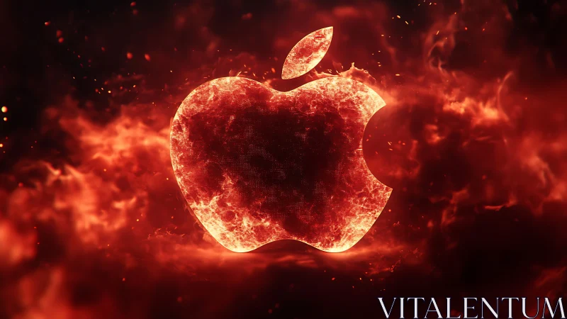 Apple Logo Ablaze with Fiery Luminescence and Energy