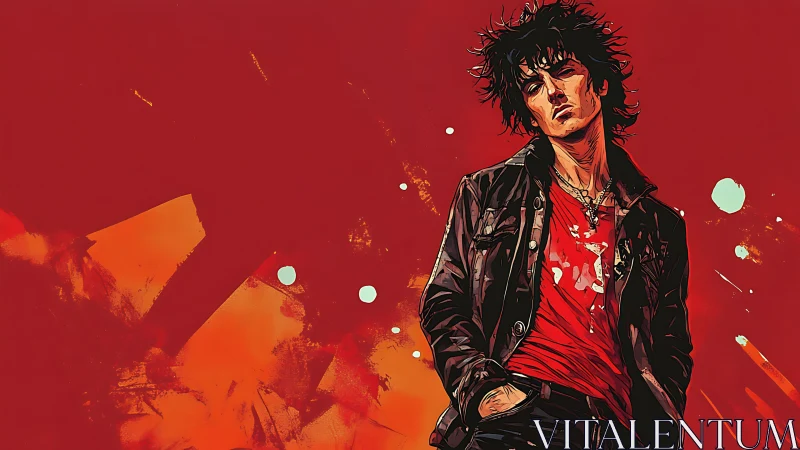 Rebel-hearted rocker drifting through a bold red dream.