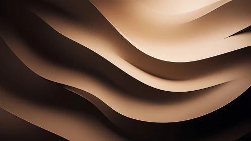 Layered satin wave surfaces in warm monochrome chiaroscuro