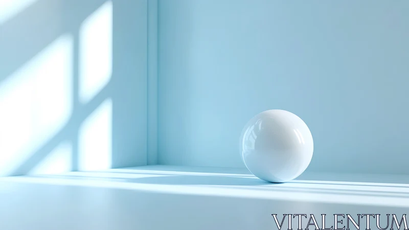 Calm white sphere resting in soft morning window light.