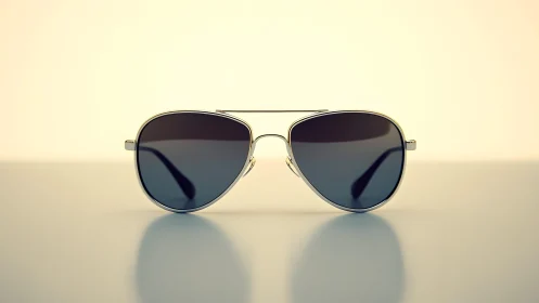 Classic Aviator Sunglasses on Minimalist Background, Modern Style.