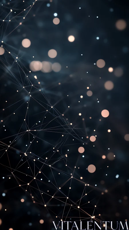 Glowing network nodes over dark abstract data field.