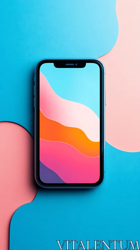 Modern Smartphone Displaying Colorful Gradient Wallpaper Design