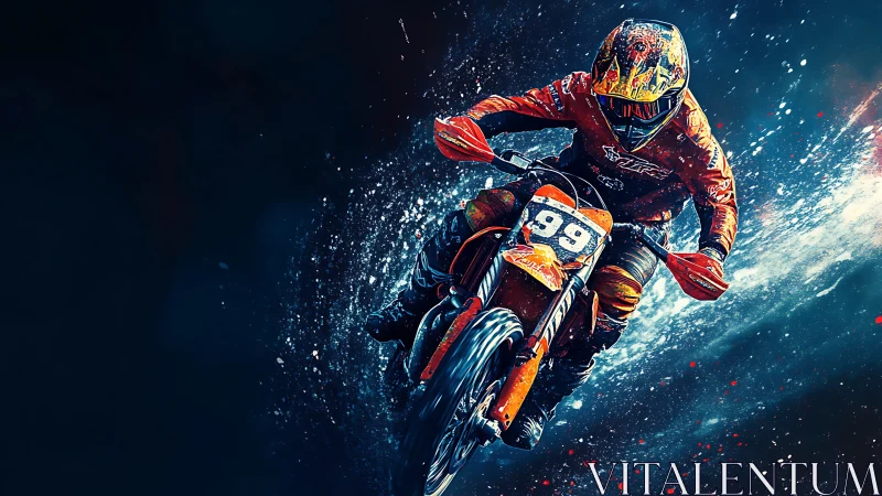 Roaring dirt bike rush in a storm of color and motion.