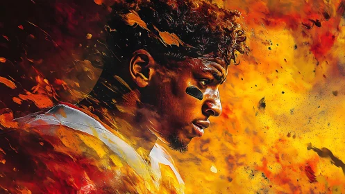 Explosive digital portrait isolates focused American football player