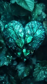 Crystalline Heart-Shaped Leaf Structure with Mineral Deposits.