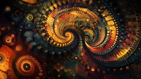 Spiral fractal vortices with concentric luminous microstructures