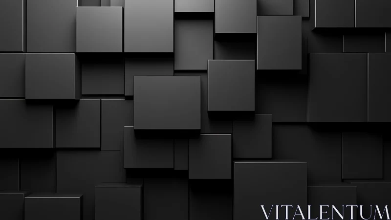 Staggered matte black cubes construct a minimal 3D relief wall