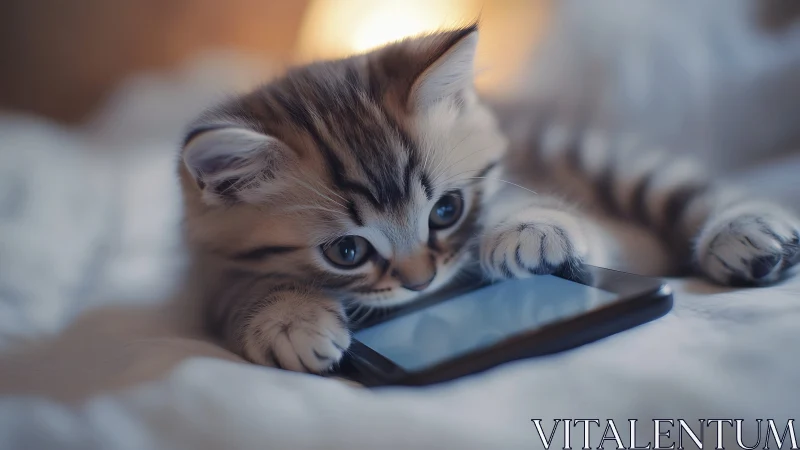 Curious Kitten Discovers the Wonder of a Smartphone